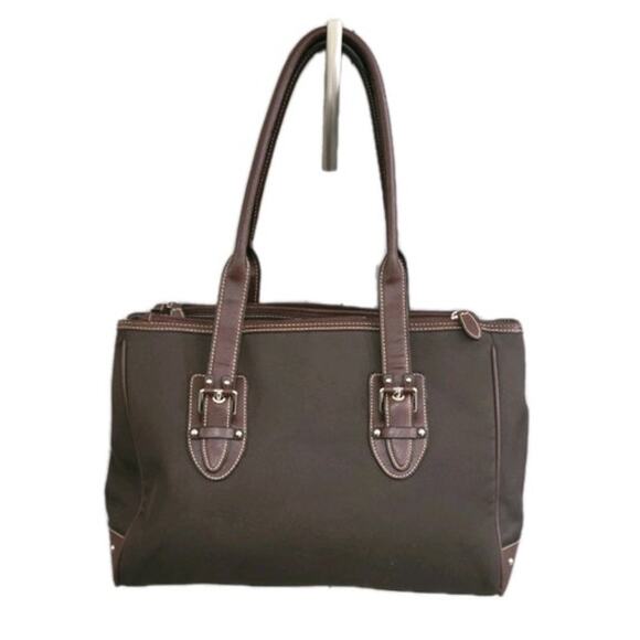 Etienne Aigner Vintage Leather & Canvas Tote Shoulder Bag Purse Brown Large - Picture 6 of 13